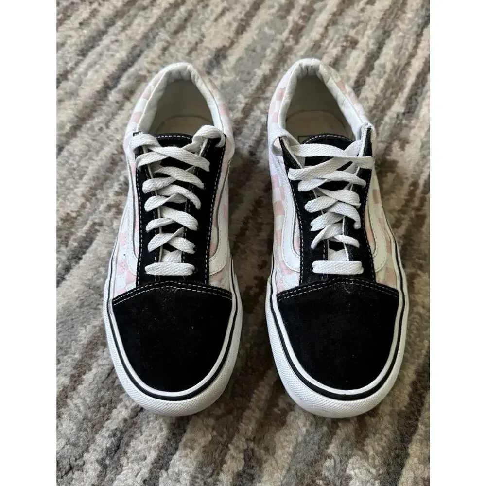 Vans Old Skool Checkerboard Platform Skate Shoe Black Pink Men’s 6 - Women’s 7.5